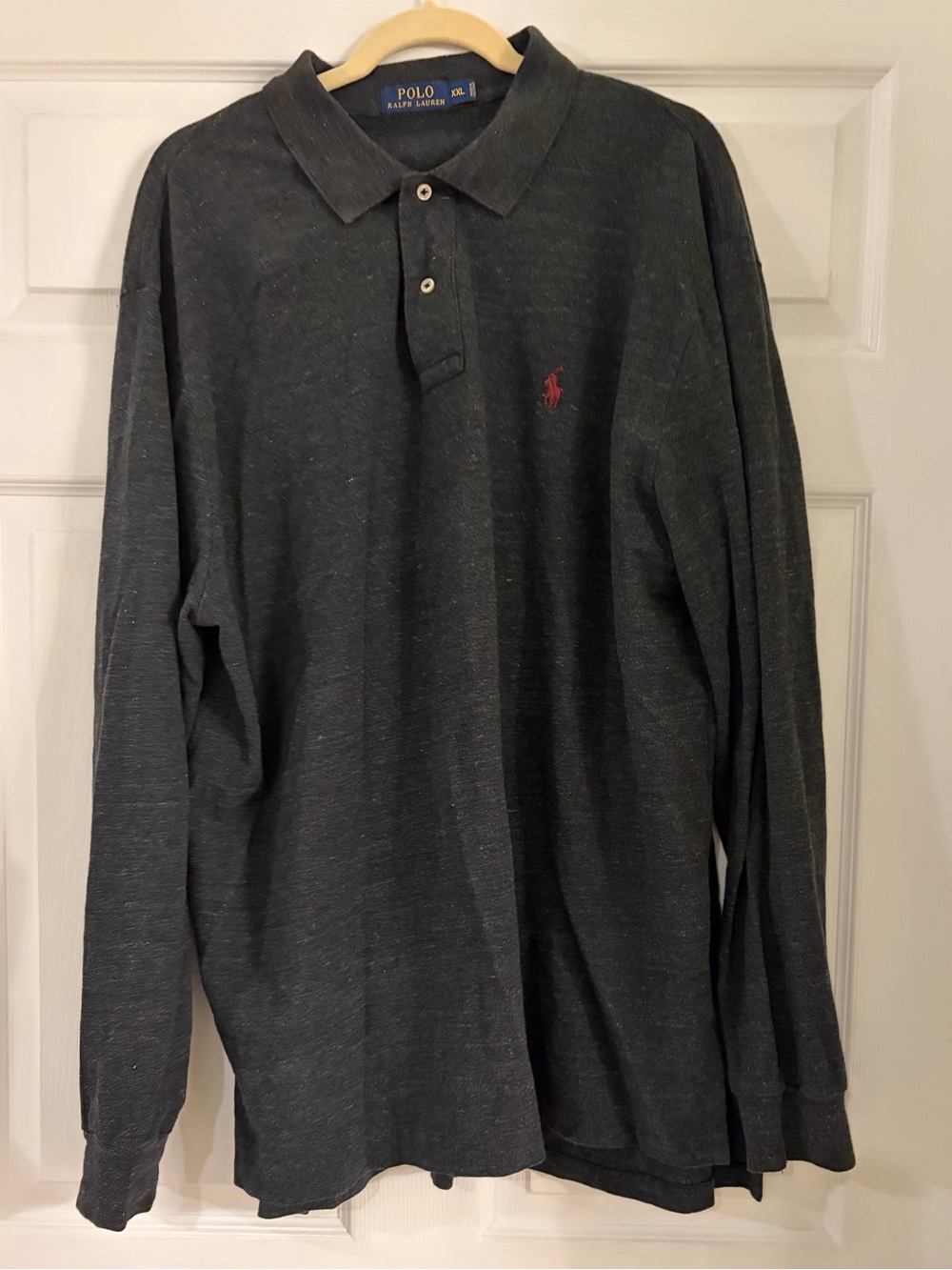 Polo Ralph Lauren Long Sleeve Polo Shirt Dark Gray‎ XXL Red Pony 100% Cotton